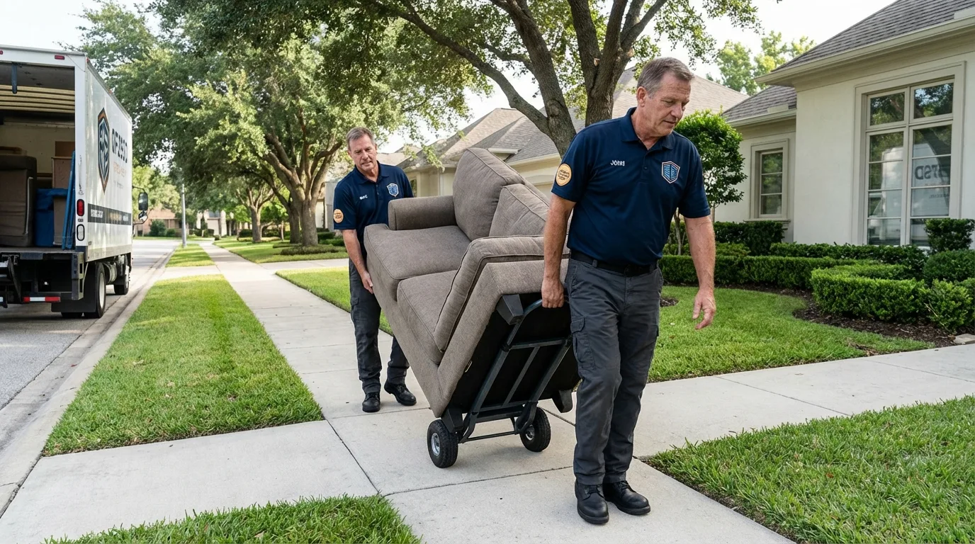 Local residential moving crew loading furniture in Gatesville, TX